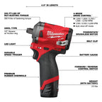 KIT LLAVE DE IMPACTO COMPACTA M12 FUEL DE 1/2 MILWAUKEE 2555-22