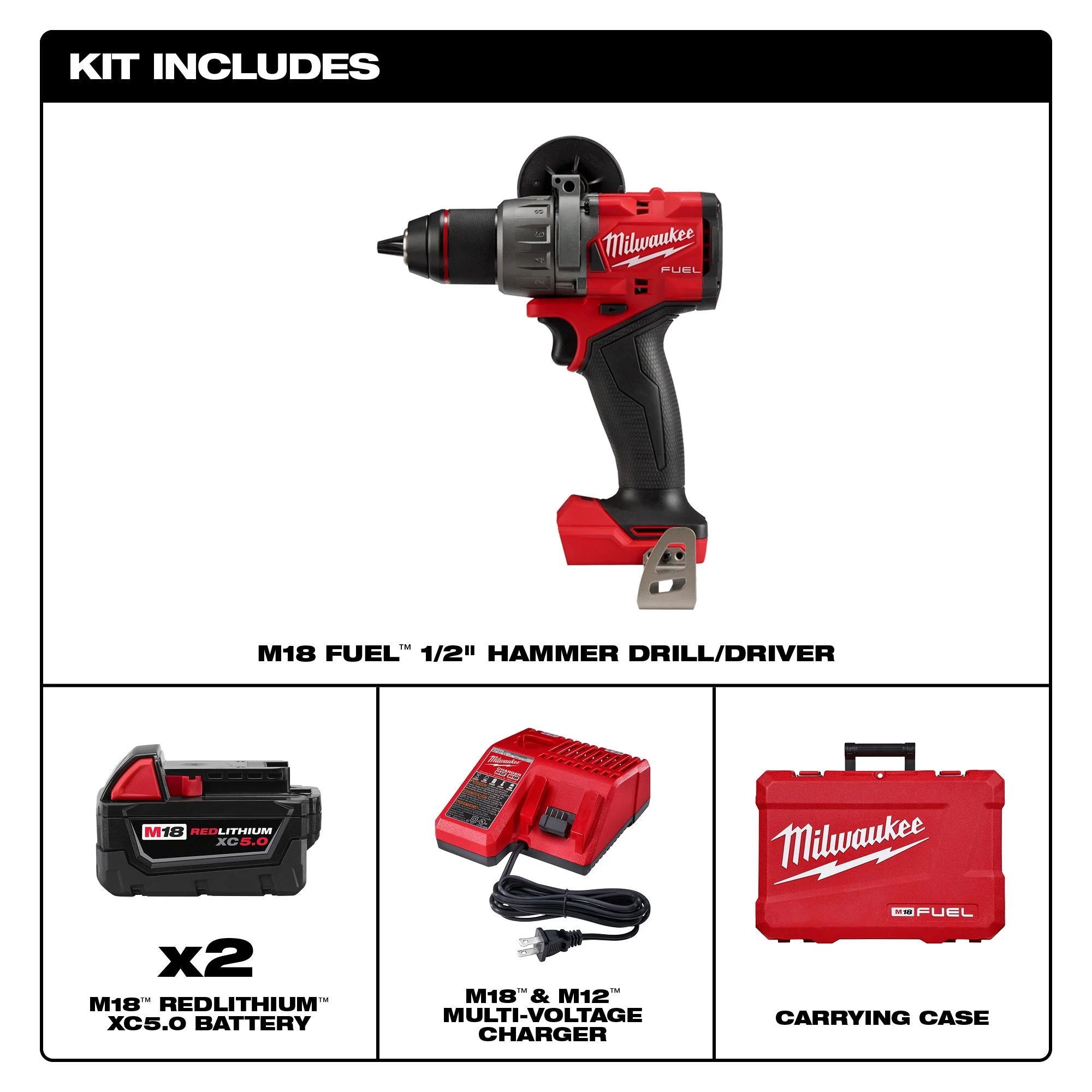 MILWAUKEE KIT TALADRO M18 FUEL™ de ½” 2904-259