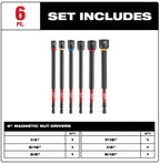 Juego de 6 destornilladores magnéticos para tuercas Shockwave de 6″ Milwaukee 49-66-4567