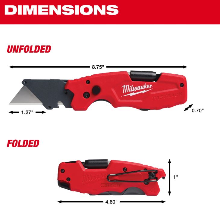Cuchillo plegable Fastback 6 en 1 con abrebotellas Milwaukee 48-22-1505