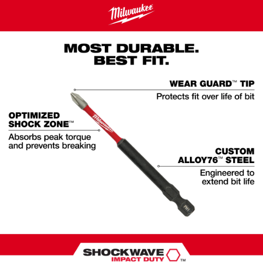 Puntas de impacto phillips n.2 de 3-1/2″ 5 unidades schockwave 48-32-4564