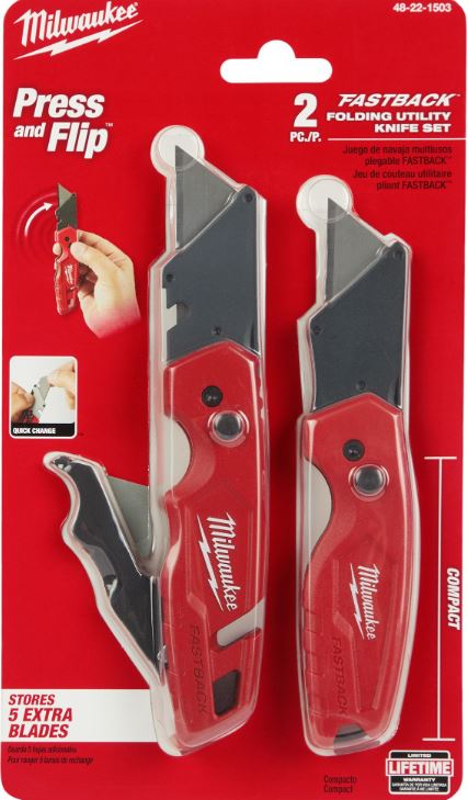 Juego Cuchillos Plegables Fastback Milwaukee 48-22-1503