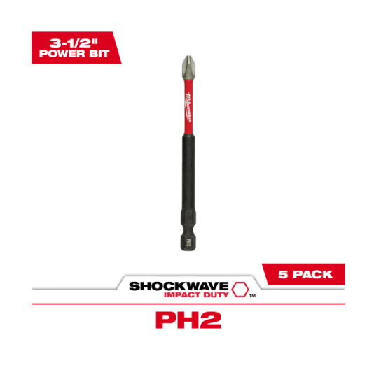 Puntas de impacto phillips n.2 de 3-1/2″ 5 unidades schockwave 48-32-4564