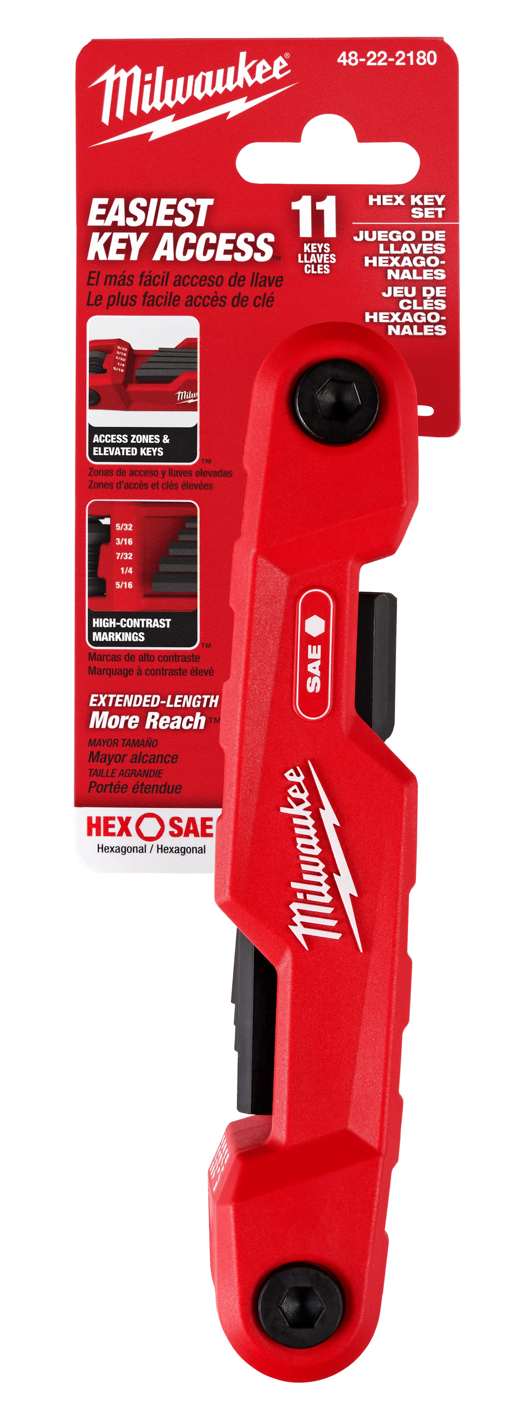 Juego 11 llaves hexagonales plegables – SAE MILWAUKEE 48-22-2180