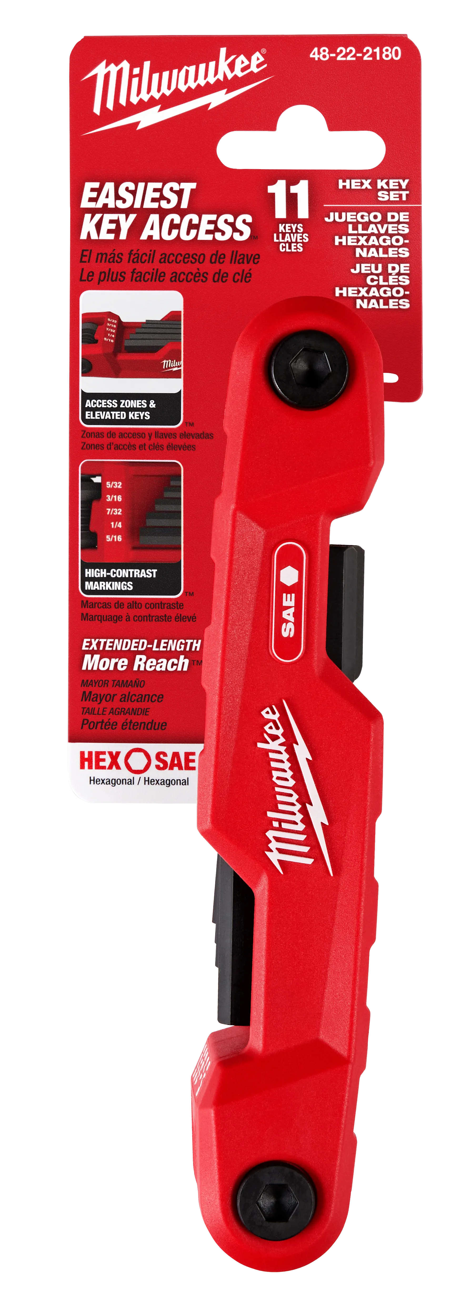 Juego 11 llaves hexagonales plegables – SAE MILWAUKEE 48-22-2180