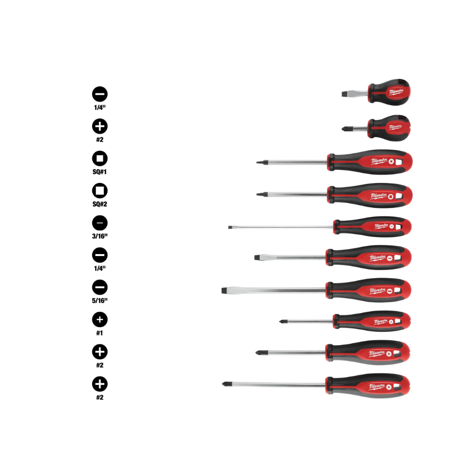 Juego destornilladores 10 PZS MILWAUKEE 48-22-2710