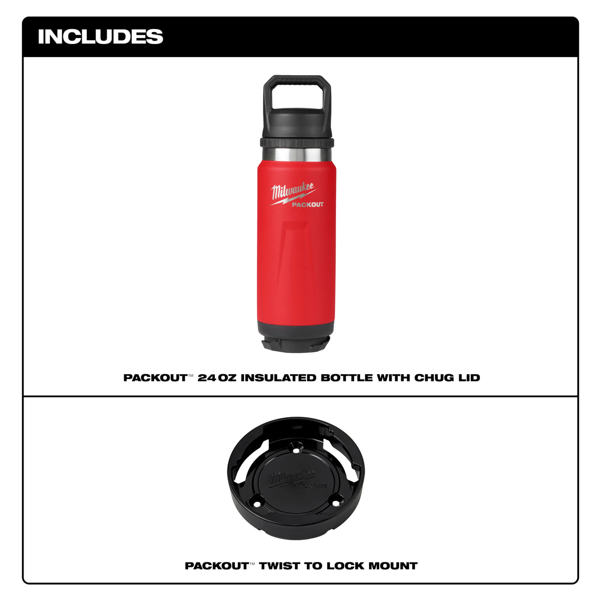 BOTELLA TERMICA ROJA PACKOUT 24 OZ MILWAUKEE 48-22-8396R