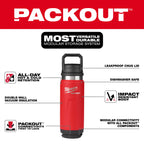 BOTELLA TERMICA ROJA PACKOUT 24 OZ MILWAUKEE 48-22-8396R