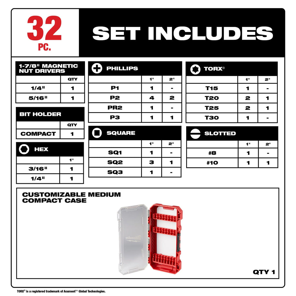 Puntas destornillador 32 piezas Milwaukee 48-32-4004