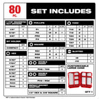 Juego de 80 puntas Shockwave impact duty Milwaukee 48-32-4094