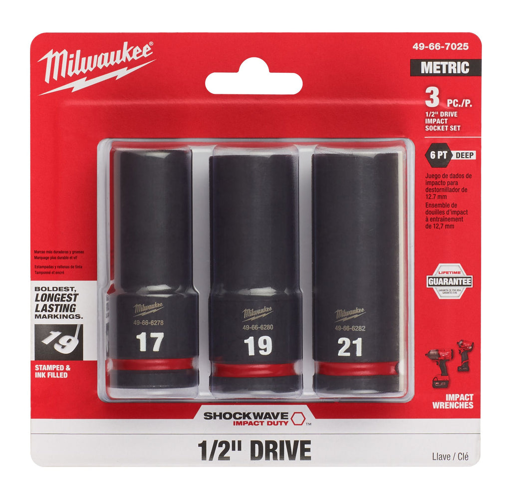 Dados MM profundos 6 ptas de 1/2″3pc Milwaukee 49-66-7025