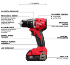 Taladro/atornillador sin escobillas M18 1/2″ 3601-21P Milwaukee