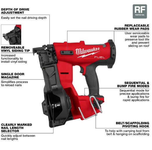 Clavadora para techos en bobina M18 FUEL Milwaukee 2909-20